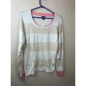 NWT Joe Boxer Women's Size XL Long Sleeve Nylon/Rayon Beige Sweater Wide Striped